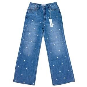 Daze Denim Far Out Daze-y Jeans High Rise Wide Leg Daisy Denim Pants Size 28 NWT